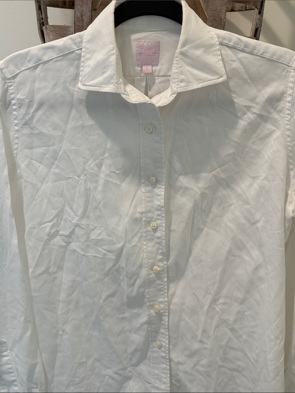 ANN MASHBURN White Button-Down Shirt